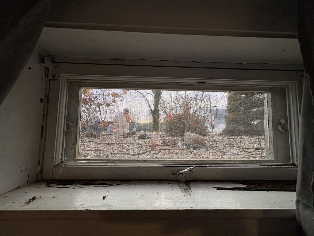original basement hopper window in Berlin CT showing before Nu-Face replacement