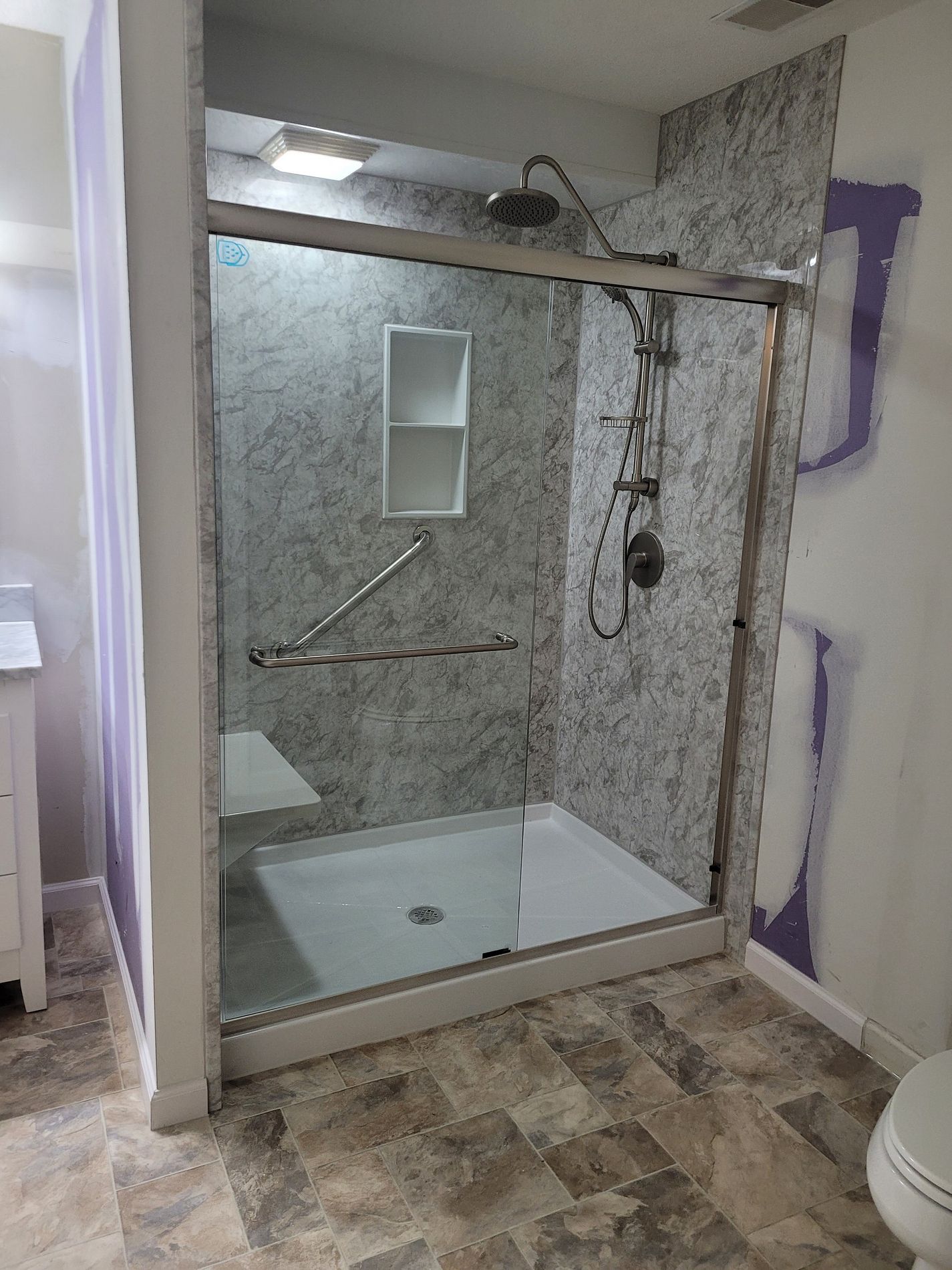 New shower with acrylic wall panels on Garden Circle in South Windsor, CT