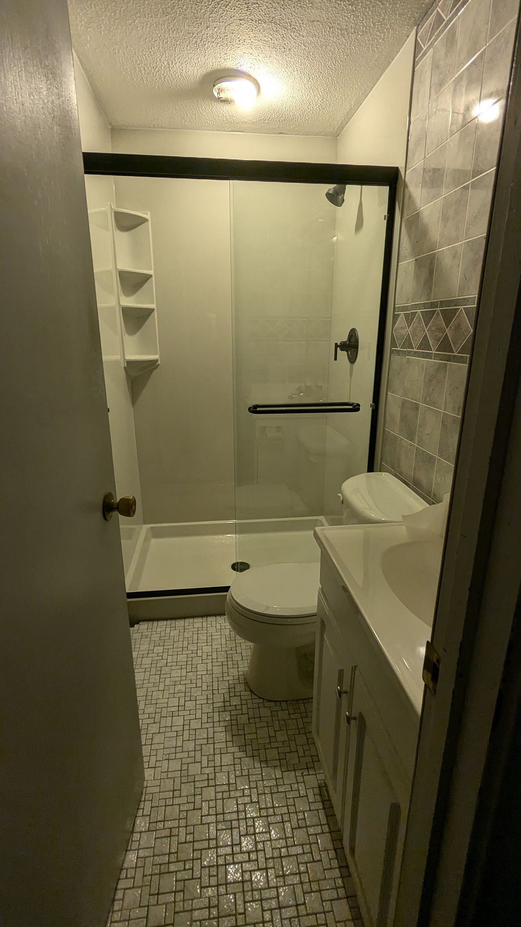 white walk in shower remodel