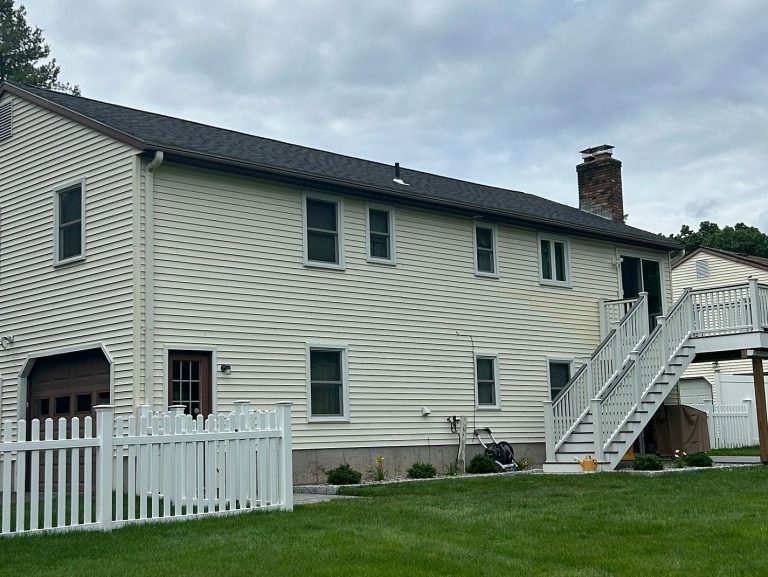 New roof on a two-story colonial on Carriage Way in Windsor, CT